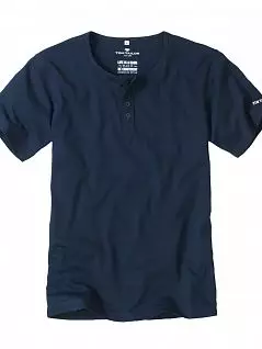 Эластичная футболка из легкого хлопка синего цвета Tom Tailor FM-70824-7000