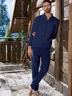 Хлопковая пижама ( кофта на молнии и брюки) Cotonella DT597дуПижмо Blu