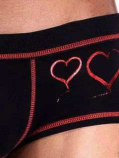 Мужские трусы хипсы черные с красными сердечками Doreanse St Valentine Day 1758c01