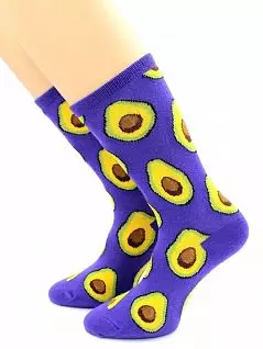 Женские носки с принтом "Авокадо" фиолетового цвета Hobby Line 45956