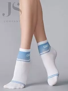Укороченные хлопковые носки унисекс с комфортной широкой резинкой "в рубчик" OMSA JSFREE STYLE 619 (5 пар) bianco / blu chiaro oms