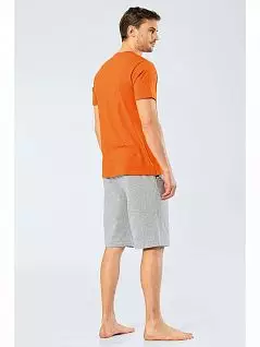 Мужская пижама из 100% хлопка из футболки и шорт LT4132 Turen оранжевый с серым32 Turen серый с синим