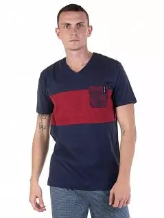 Интересная футболка с красной полосой темно-синего цвета Tom Tailor RT71050/5624