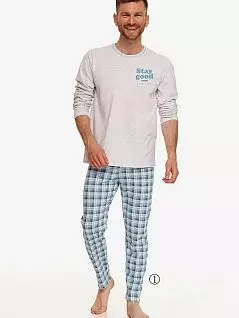 Комфортная пижама ( футболка из хлопка и полиэстра из 100% хлопка) Taro BT-21/22 2656 Белый + голубой