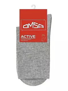 Женские носки с комфортной широкой резинкой "в рубчик" Omsa JSACTIVE 152 (5 пар) grigio melange oms