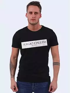 Мужская футболка с крупной надписью бренда черного цвета Sergio Dallini RTSDT750-2-01-2
