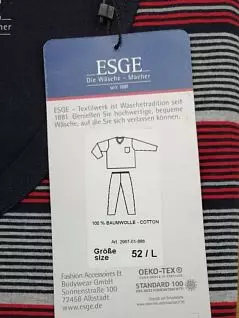 Хлопковая пижама из фуфайки с длинными рукавами в полоску и брюк ESGE FM-2967-886-2967