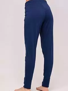 Однотонные брюки зауженного кроя на манжетах с отворотом синего цвета Mey 16113c233