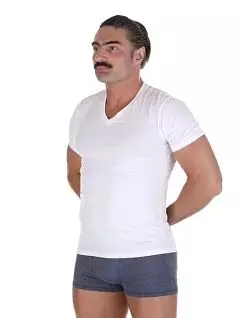 Хлопковая футболка с V-вырезом белого цвета BALDESSARINI RT90045/6083 110