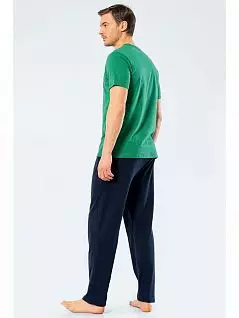 Оригинальная пижама (футболка с деликатным принтоми брюки на мягкой резинке) LT4135 Turen зеленый с синим