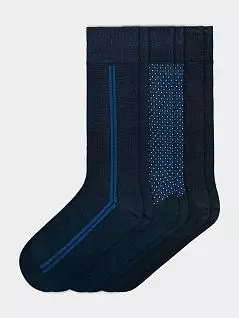 Набор хлопковых носков на комфортных манжетах (3пар) синего цвета IMPETUS FM-P703049-039
