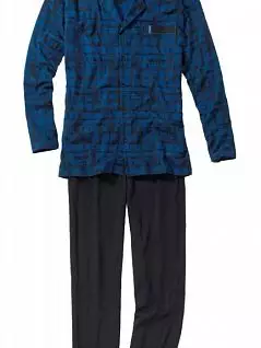 Трикотажная пижама ( Рубашка с длинным рукавом на пуговицах и свободные брюки на мягкой резинке) CECEBA EV13803синий