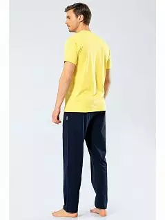 Мягкая пижама (футболка с деликатным принтом и брюки с карманами) LT2203 Cacharel желтый с синим