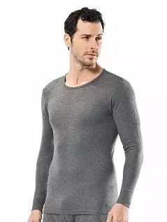 Мужская термо футболка с длинным рукавом с круглым вырезом Cacharel LT1603 Cacharel серый меланж