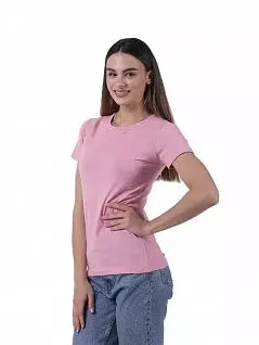 Однотонная футболка с коротким рукавом из хлопка розового цвета Sergio Dallini RTSDT651-10