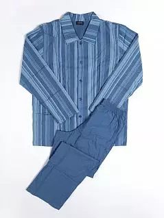 Легкая мужская пижама из тонкого хлопка синего цвета в полоску HOM Click 04272cB9