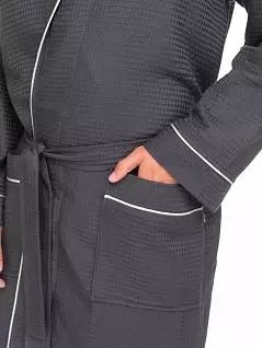Вафельный халат из бамбука серого цвета PÊCHE MONNAIE №415 Серый