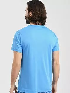 Домашняя футболка с отделкой горловины в тон голубого цвета Calida 14689c474