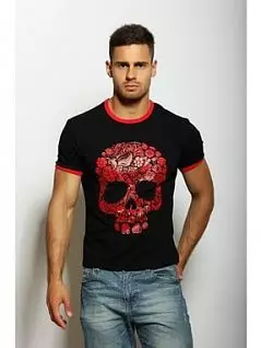 Мужская стильная футболка с принтом в виде черепа черного цвета Epatag RT010401m-EP