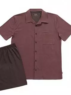 Универсальная пижама из рубашки на пуговицах с кармашком и шорт коричневого цвета ESGE FM-20055-889-20055