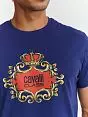 Мужская футболка с фирменным печатным принтом синего цвета Cavalli CLL2MTS02c04926