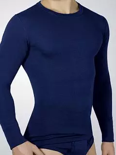 Теплая футболка классического фасона из хлопка и полиэстра синего цвета Ceceba FM-1005-0172