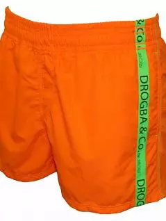 Пляжные шорты оранжевого цвета с ярко-зелёными лампасами на левом боку HOM 07552cQW