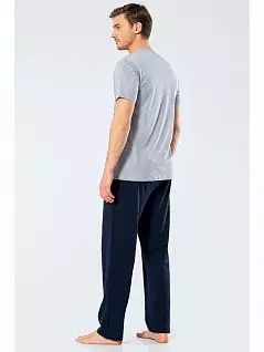 Привлекательная пижама из футболки с принтом и свободных брюк LT4133 Turen серый с синим