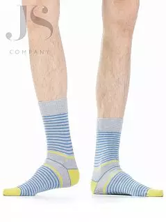 Эластичные носки декорированы ярким рисунком в виде тонких горизонтальных линий и контрастной пяткой и мыска Wola JSW94.N03.544 (5 пар) ceylan wol