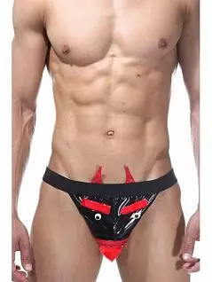 Мужские трусы стринги-костюм "Дьявол" черные-красного цвета La Blinque RTLB060