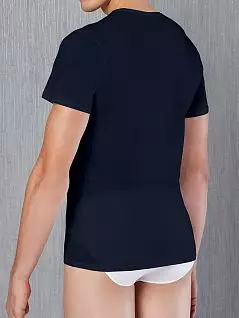 Хлопковая футболка с V-вырезом синего цвета Doreanse 2530c05 распродажа