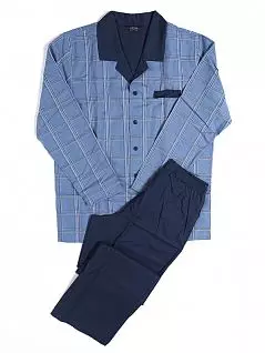 Мужская пижама в винтажном стиле в крупную клетку голубого цвета HOM 04266cB9