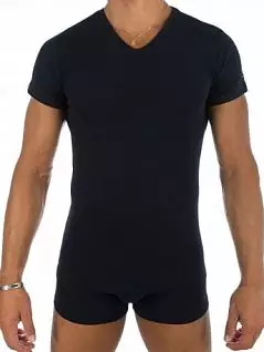Модная футболка со слегка скошенными рукавами из хлопка черного цвета Impetus Eden Park FM-E351E60-039