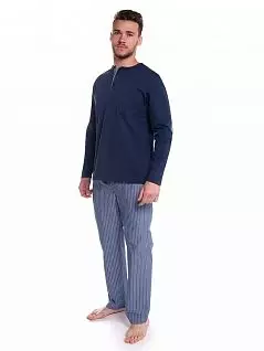 Пижама из рубашки с длинным рукавом и брюк в полоску Sis LTPJ1002 Sis синий