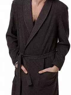 Трикотажный халат до колена из хлопка и акрила темно-серого цвета Vilfram PJ-VU_8410