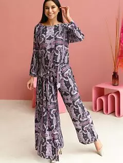 Комплект из туники с разрезами и брюк с запахом из принтованной вискозы Mia-Mia VOMia_Alba 16517 Сиреневый