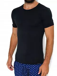 Легкая футболка из комбинированного модала с добавлением шелка и эластана черного цвета Olaf Benz 130235c8000