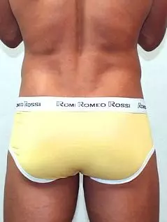 Яркие мужские трусы шортиками из хлопка жёлтого цвета с гульфиком Romeo Rossi Heaps R366-13