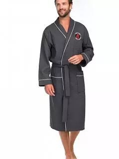 Вафельный халат из бамбука серого цвета PÊCHE MONNAIE №415 Серый