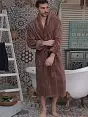 Легкий халат из гладкой микрофибры цвета капучино Five Wien FW1669