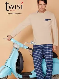 Оригинальный мужской комплект с вязаной кофтой и фланелевые брюки Twisi PJ-Twisi_Logan