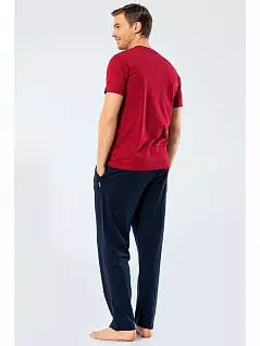 Хлопковая пижама (Футболка с деликатным принтом и брюки на мягкой резинке) LT4135 Turen бордовый с синим