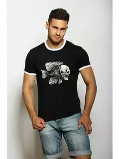 Мужская футболка с принтом скелета рыбы черного цвета Epatag RT010225m-EP