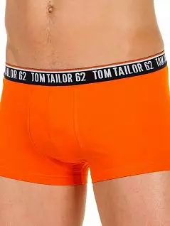 Хлопковые боксеры на контрастной резинке с логотипом оранжевого цвета Tom Tailor 49530