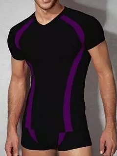 Мужская футболка с фиолетовыми вставками черного цвета Doreanse 2527-01