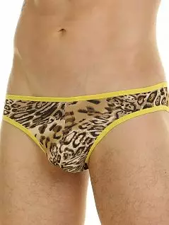 Мужские слипы с желтой каймой леопардового цвета Van Baam RT44797