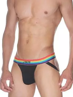 Джоки с разноцветной пришивной резинкой на поясе черного цвета Oboy 8064c01