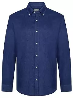 Комфортная льняная рубашка с отложным воротником синего цвета BLUEMINT MARTINc313