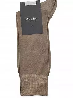 Однотонные носки на фиксирующей резинке средней ширины хаки цвета President 915c49