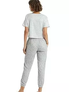 Женская пижама (топик в полоску и брюки с принтом) LTBS60265 BlackSpade серый меланж